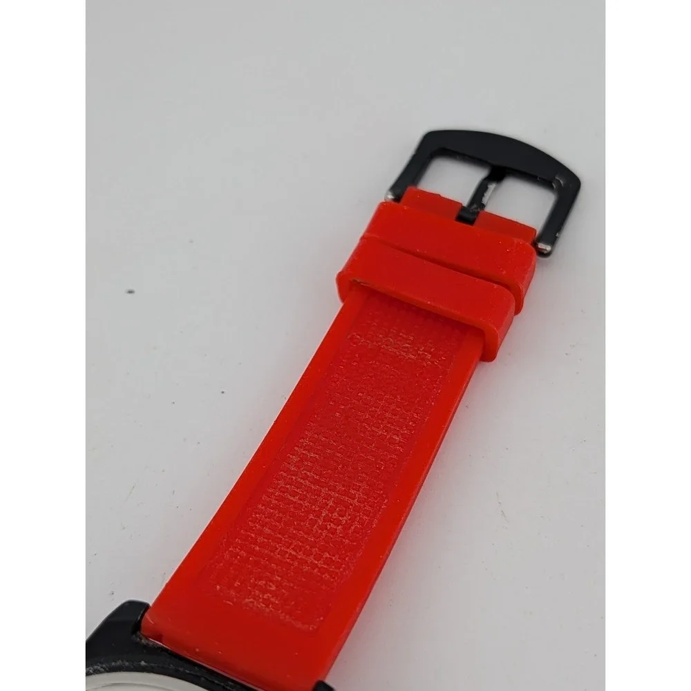 Tecno Sport Watch Men 52mm Case Red Silicone Band- New Battery